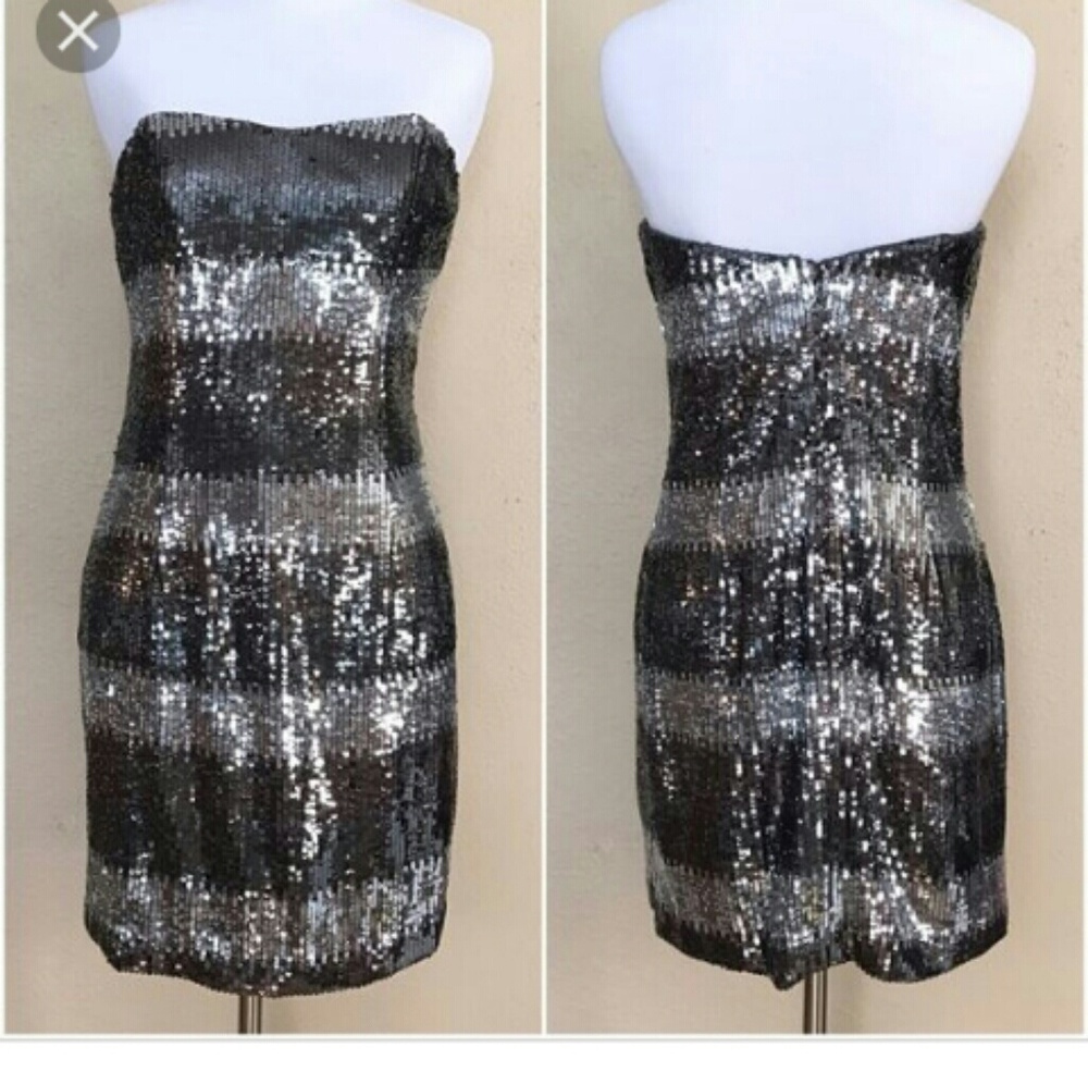 Abs by Allen Schwartz Gunmetal Sequin dress
